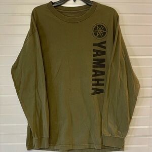 Yamaha Racing Men's Large Long Sleeve T-Shirt Olive Green Y2K Retro